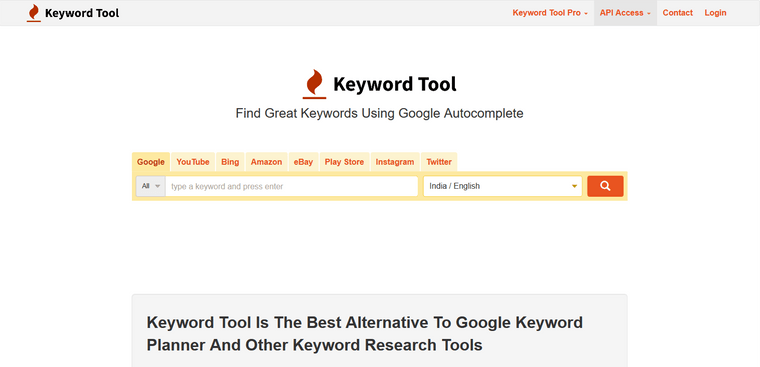 Keyword Tool for research