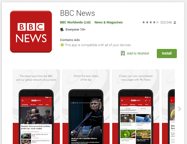 BBC news chuyển đổi trang web của mình thành một ứng dụng