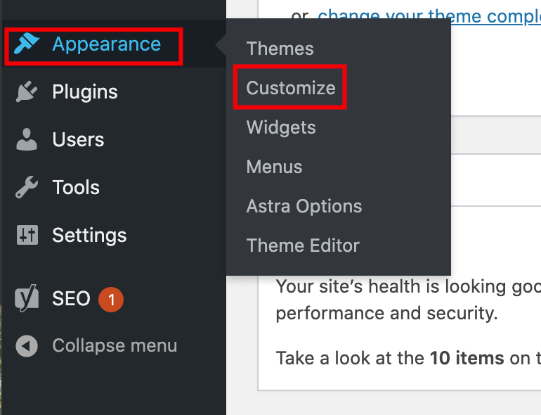 How to access the Customizer