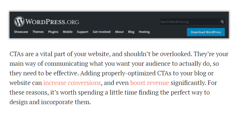Internal links in a blog post.