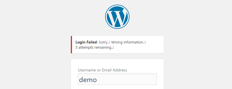 A WordPress login error.
