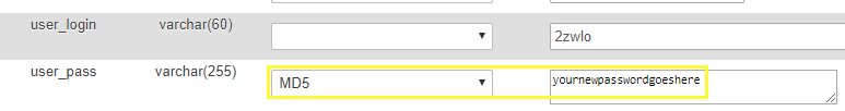 Setting an encrypting a new password.