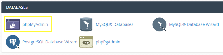 The phpMyAdmin tool.