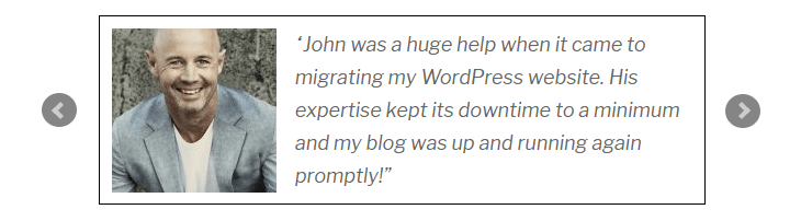 An example of a testimonial slider.