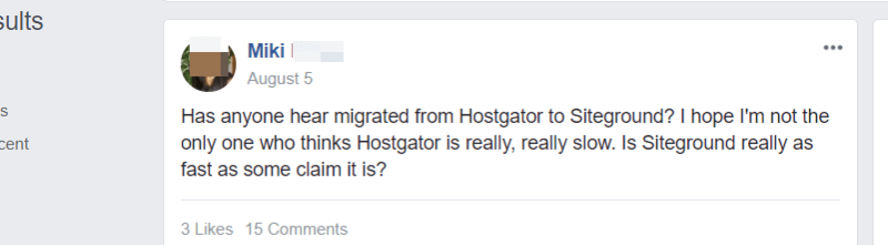 hostgator facebook review