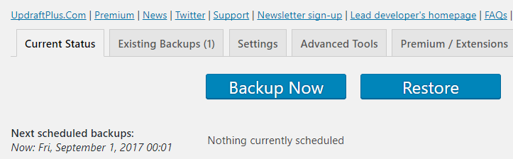 Creating your first backup.