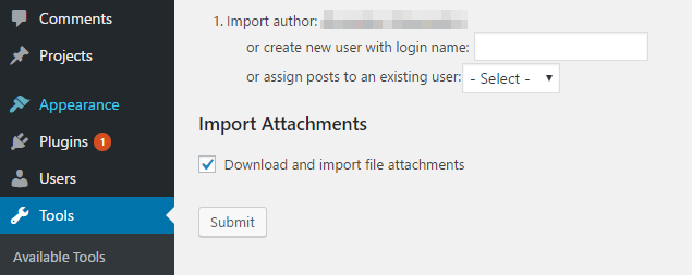 Importing your media attachments to your new site.