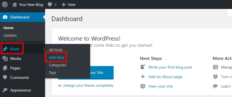 Creating a new post on a free WordPress blog