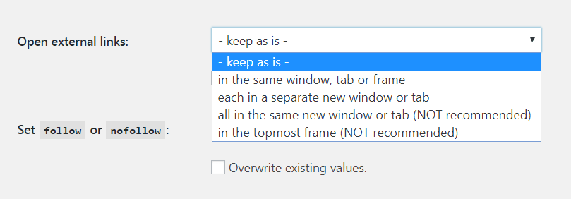 Setting links to open in a new window.