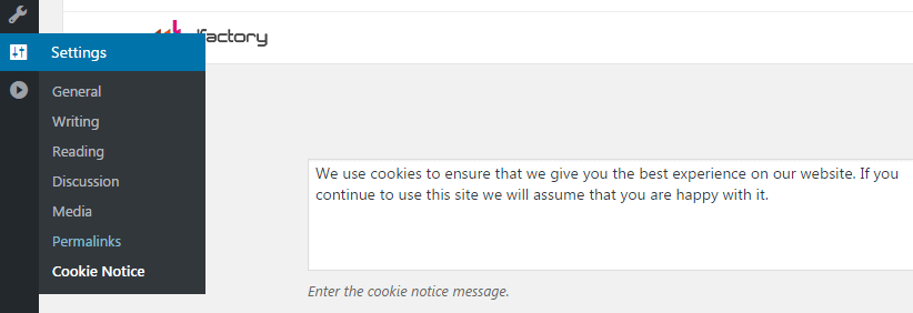 The Cookie Notice settings tab.