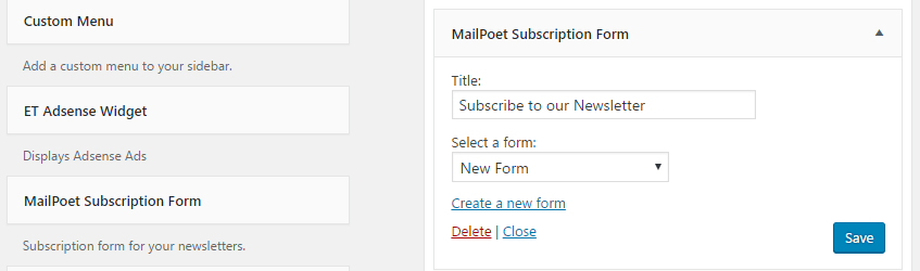 The MailPoet signup widget.