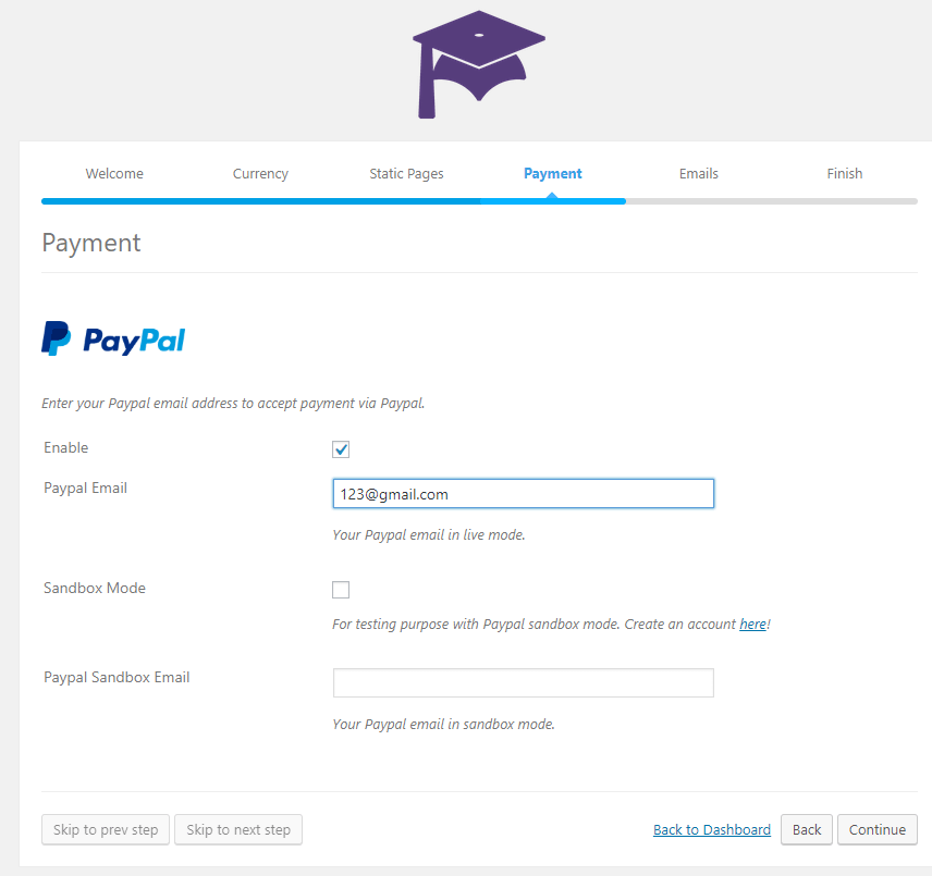 Connecting to PayPal