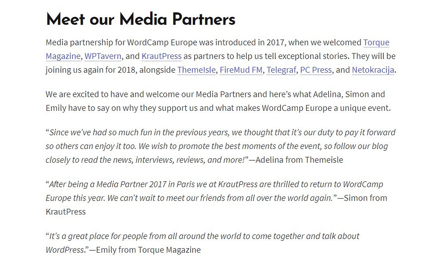 media partners announced
