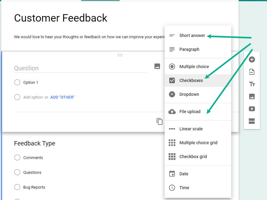 Adding new fields to Google Forms