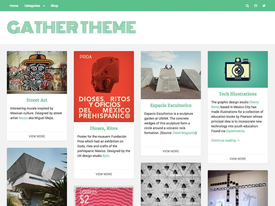 The front page of Gather shows a strong focus on content sharing and consumption