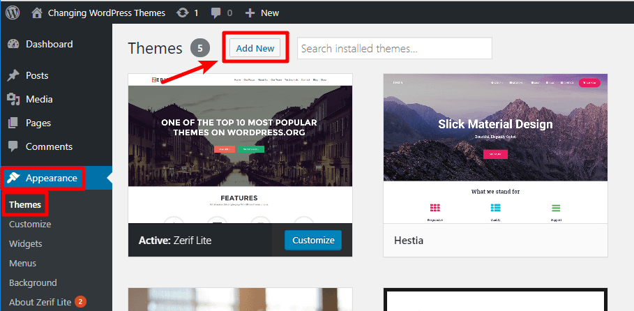 add a new WordPress theme