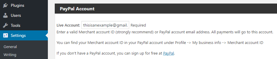 Configuring your PayPal Merchant ID.