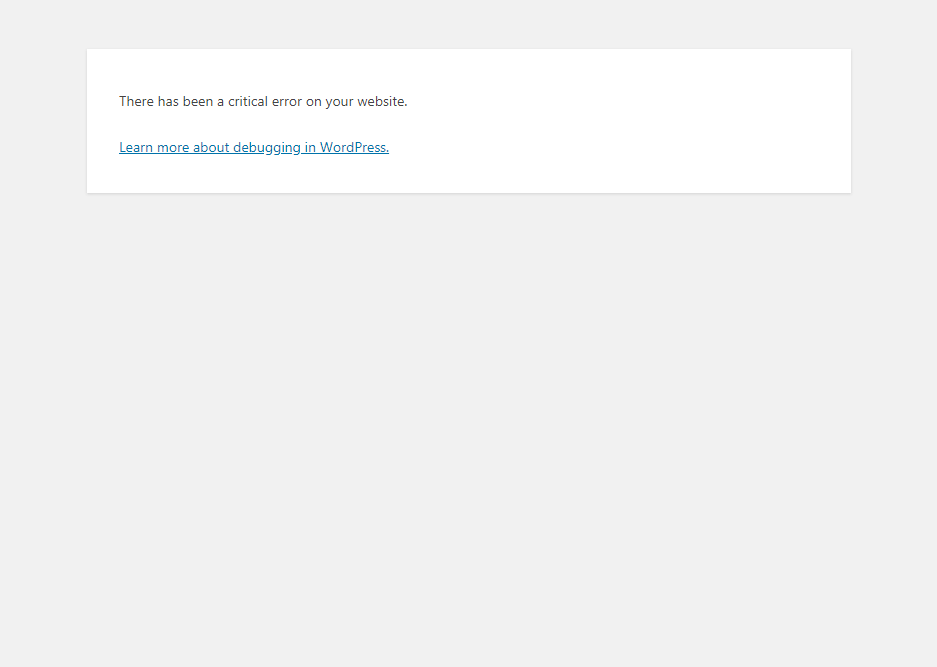 An example of a possible white screen of death, a common WordPress error.
