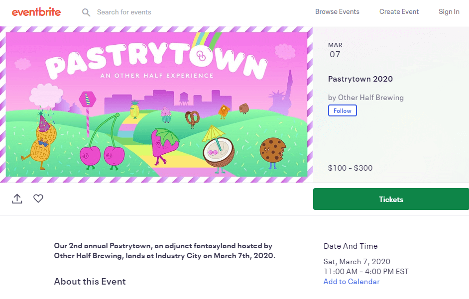 An example of an Eventbrite event.