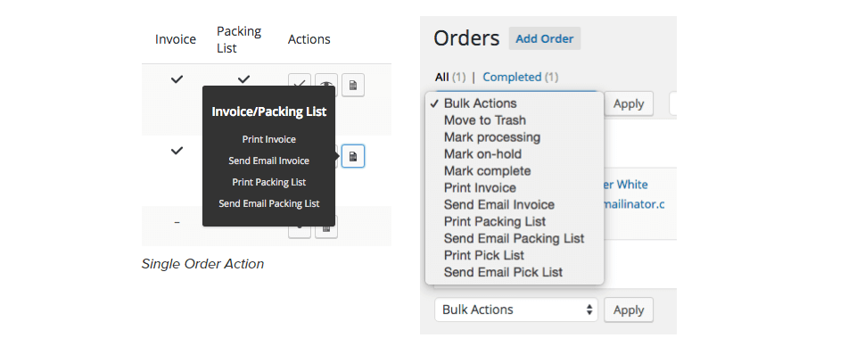 Mô hình WooCommerce In Hóa đơn &danh sách đóng gói plugin.