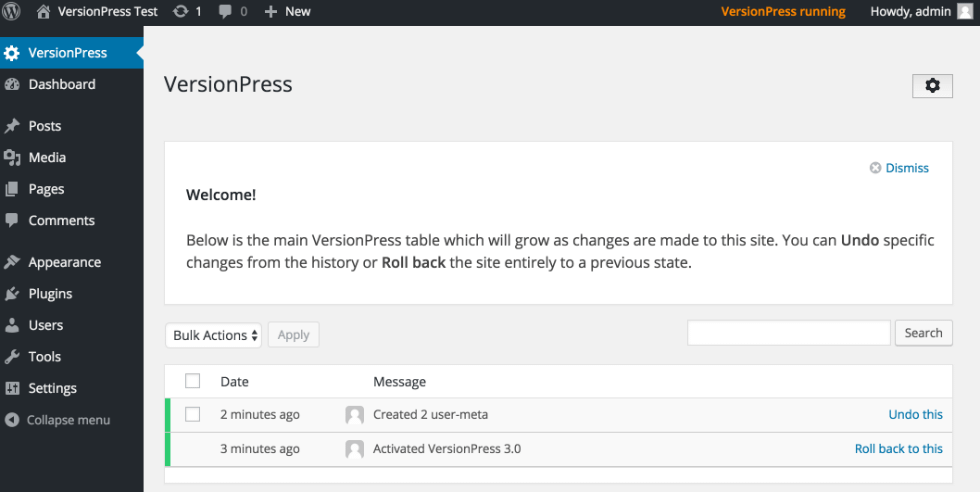 WordPress version control with VersionPress