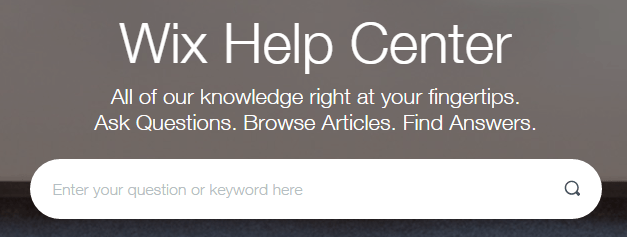 A screenshot of Wix's Help Center.