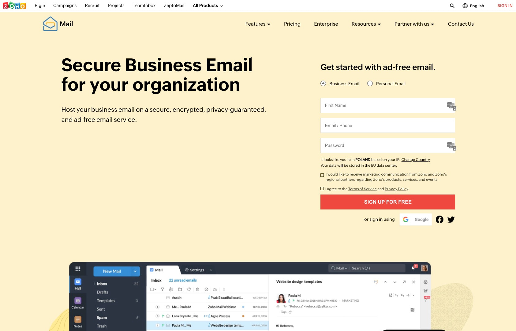 Zoho Mail is one of the best places to get a free email domain. 