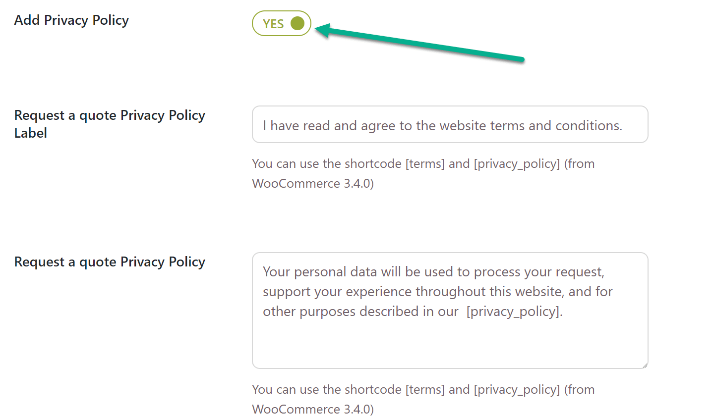 adicionar política de privacidade