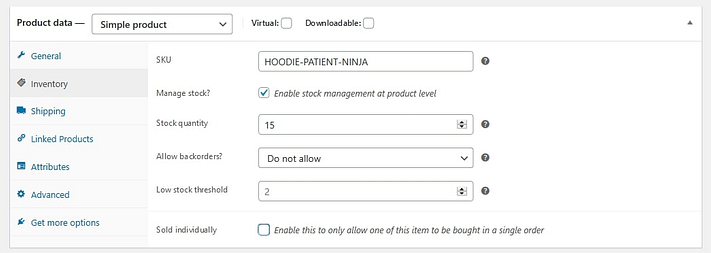 Inventory with auto stock