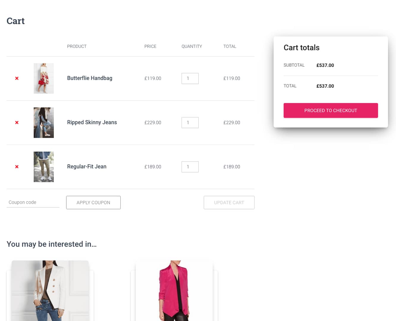 Hestia Pro and the WooCommerce cart