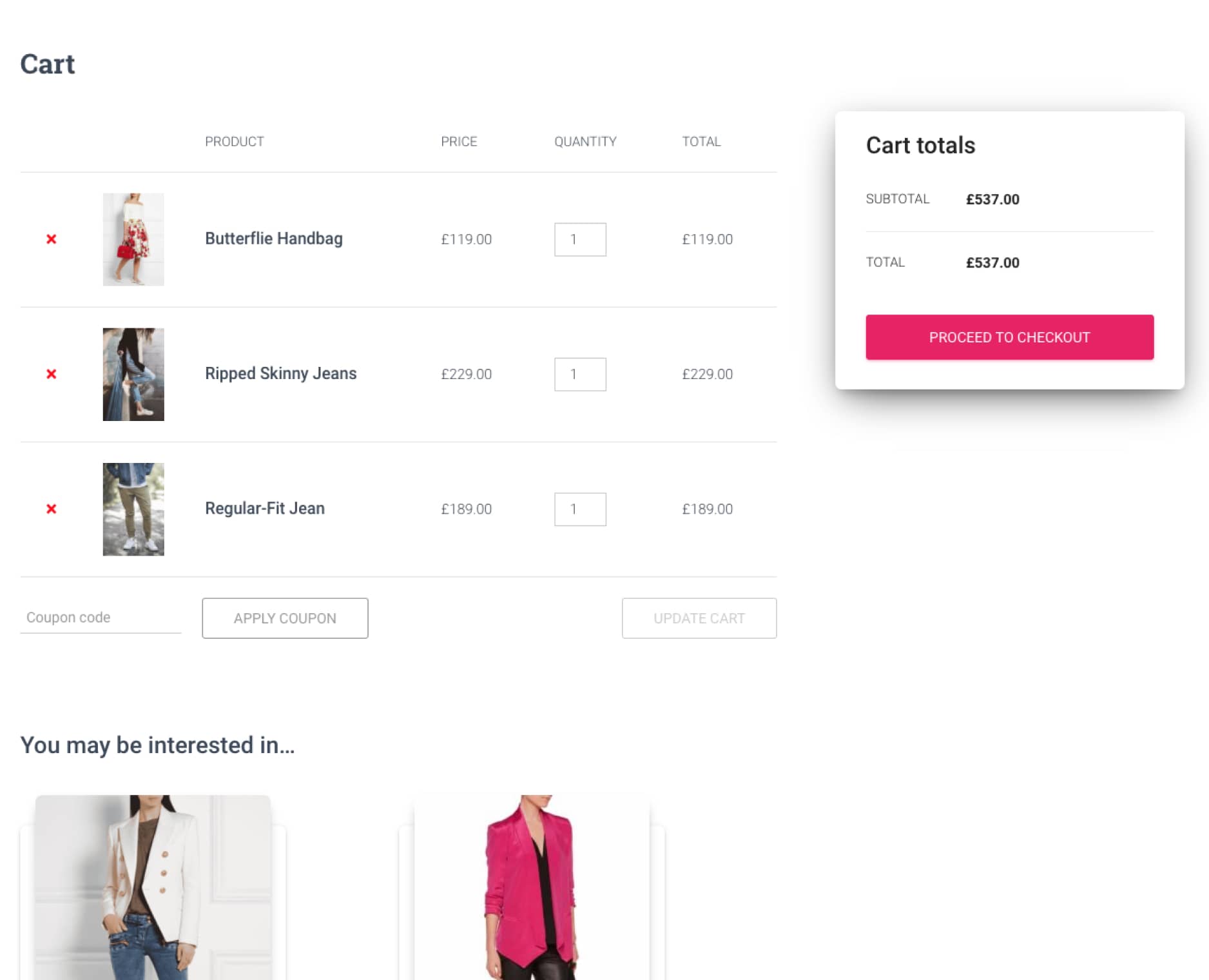 Hestia Pro and the WooCommerce cart