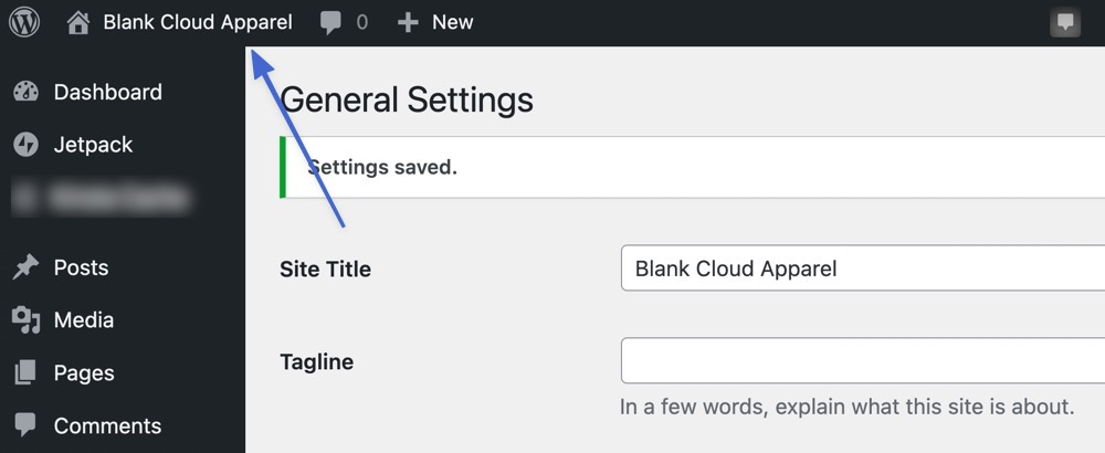 the name has changed on the backend of wordpress 