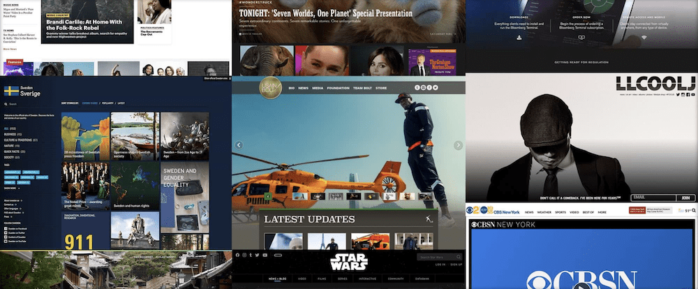 A selection of websites that run on WordPress.