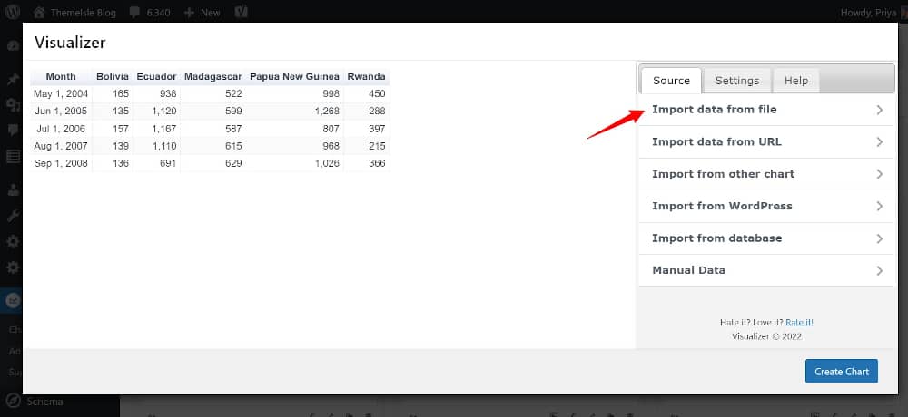 Visualizer - Import data from file