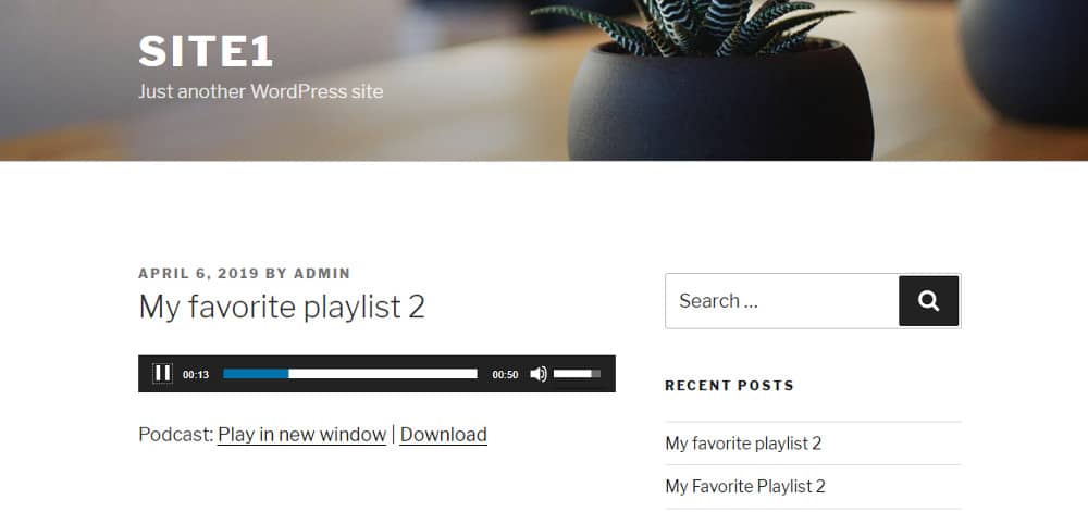 Example of the PowerPress WordPress Audio player plugin interface.