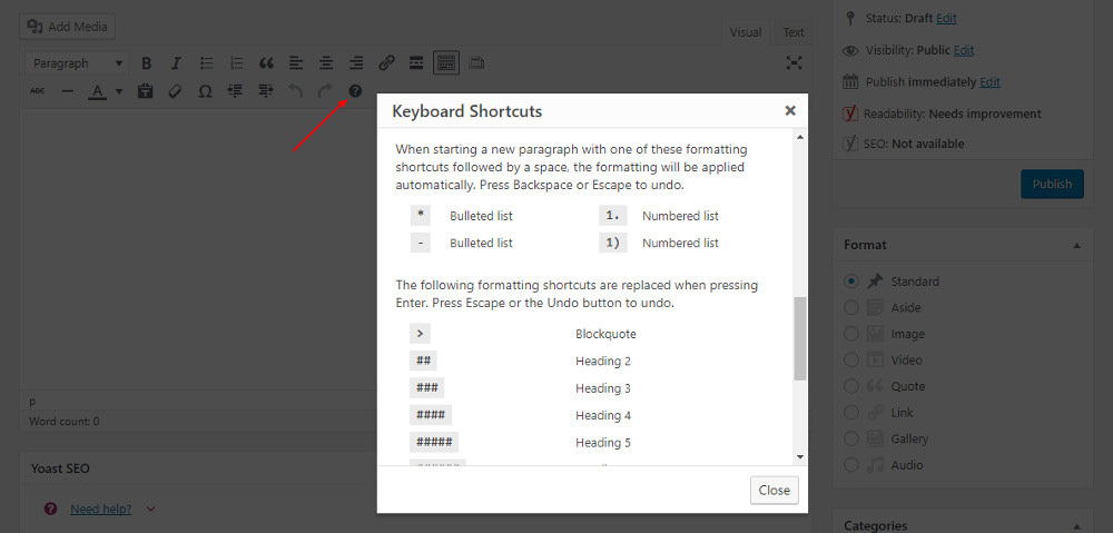 Keyboard shortcuts