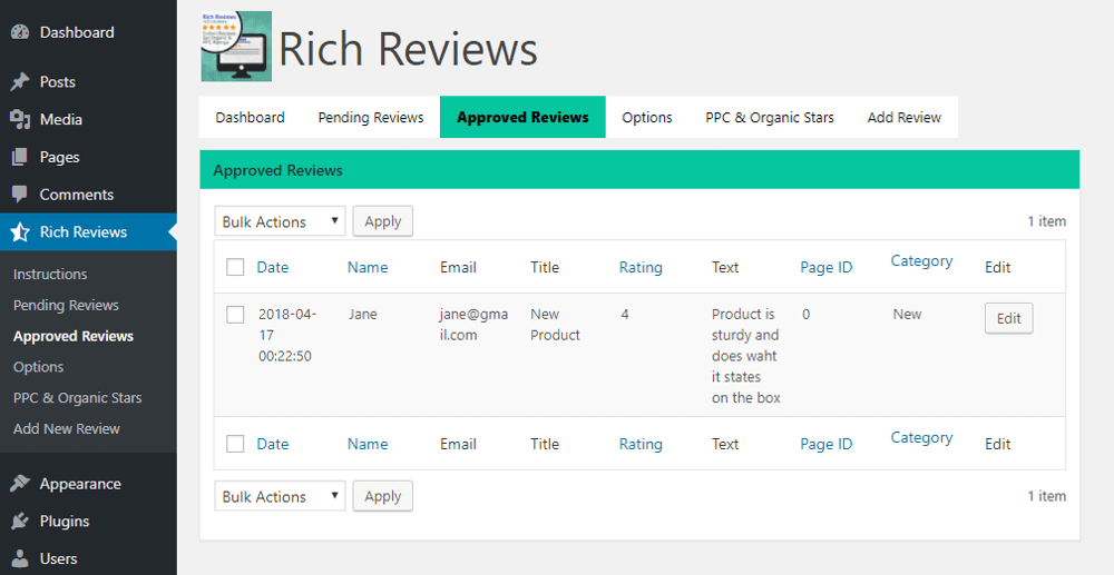 Rich Reviews Moderation