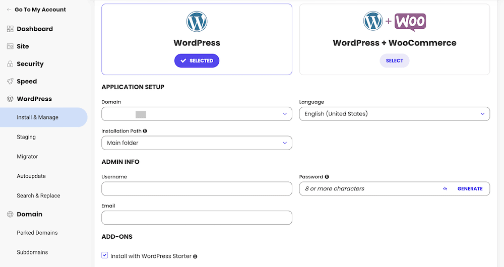 How to install WordPress on SiteGround and create a new site: step five