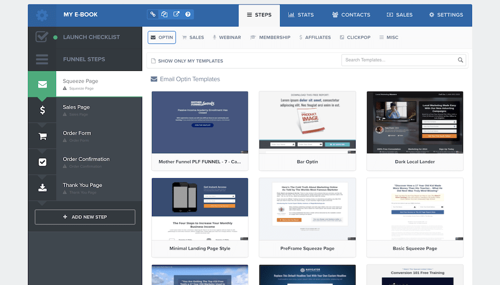 ClickFunnels' template list.