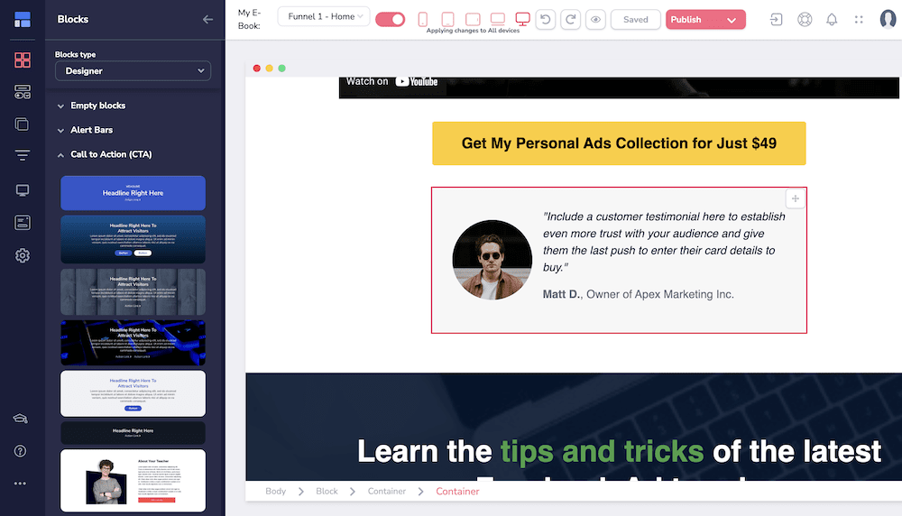 Groove.cm's drag-and-drop editor.