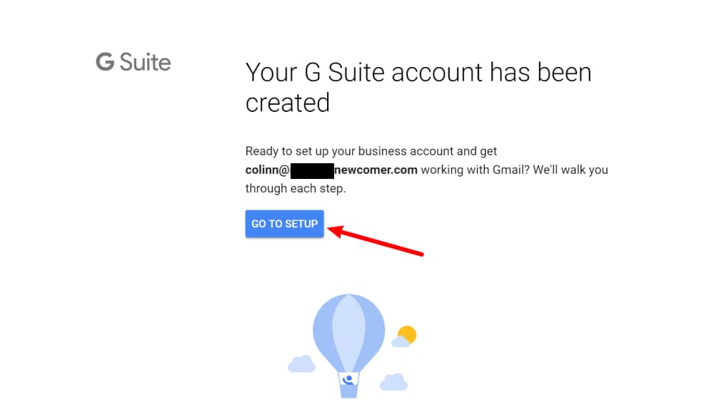 Gmail with your own custom domain name: Go to G Suite setup