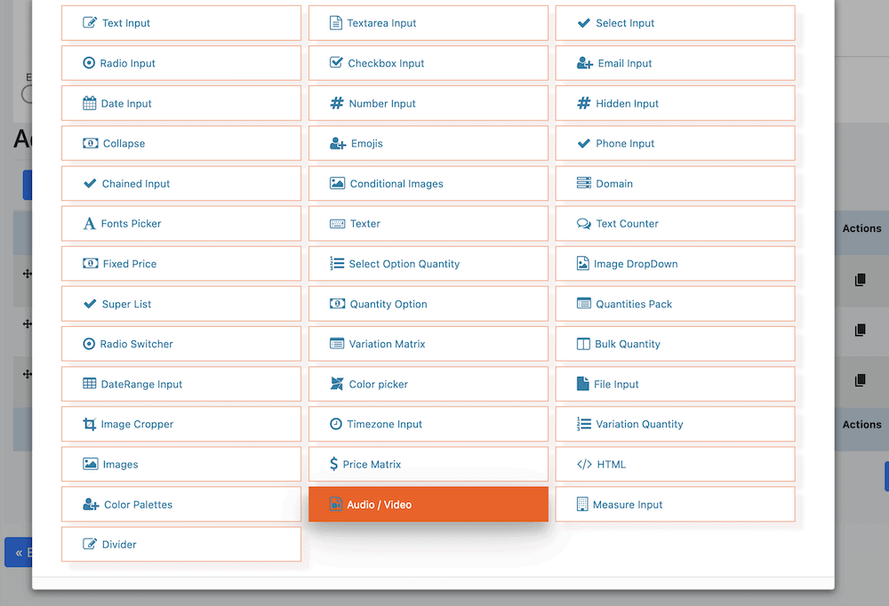 The field picker dialog.