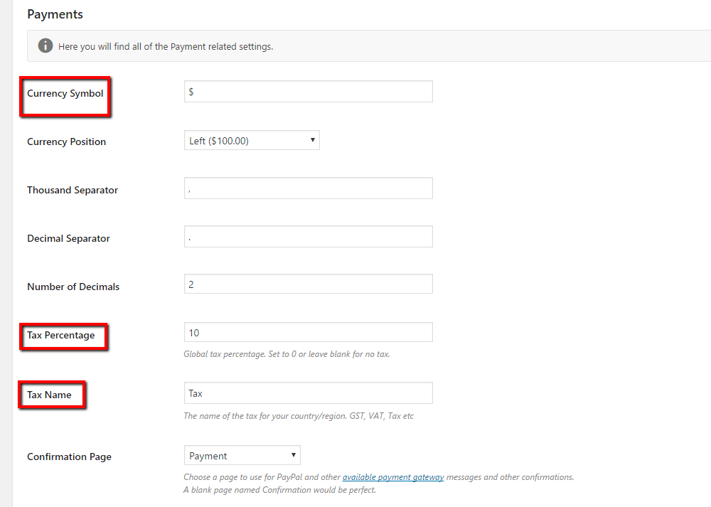 choose your currency and tax details