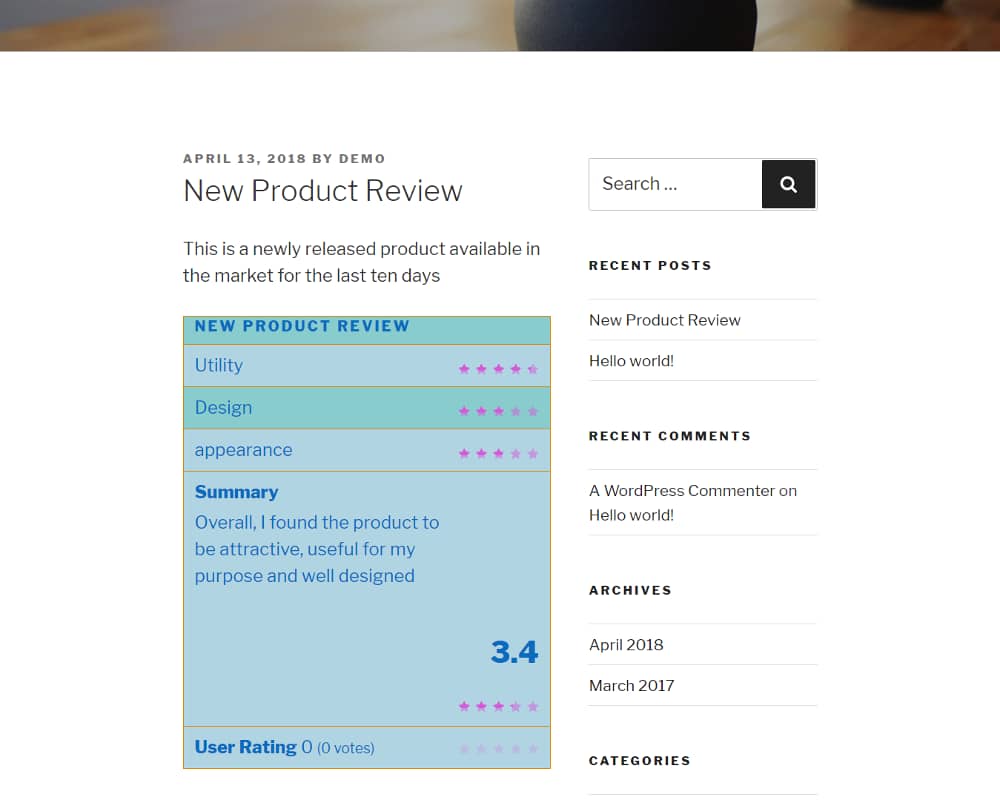 WP Review Review Box