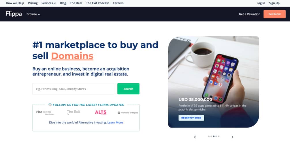 Domain parking with flippa