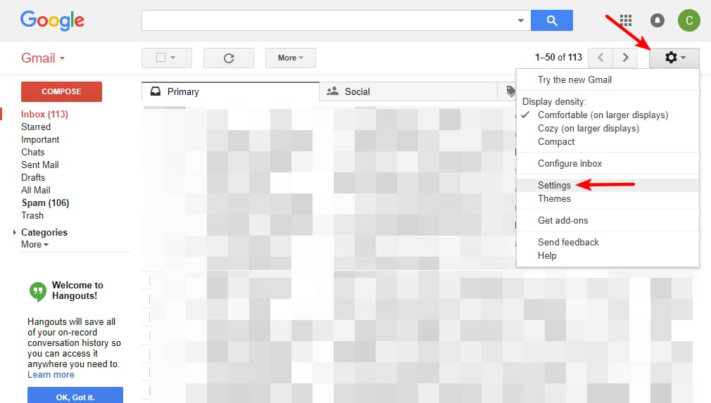 access gmail account settings.