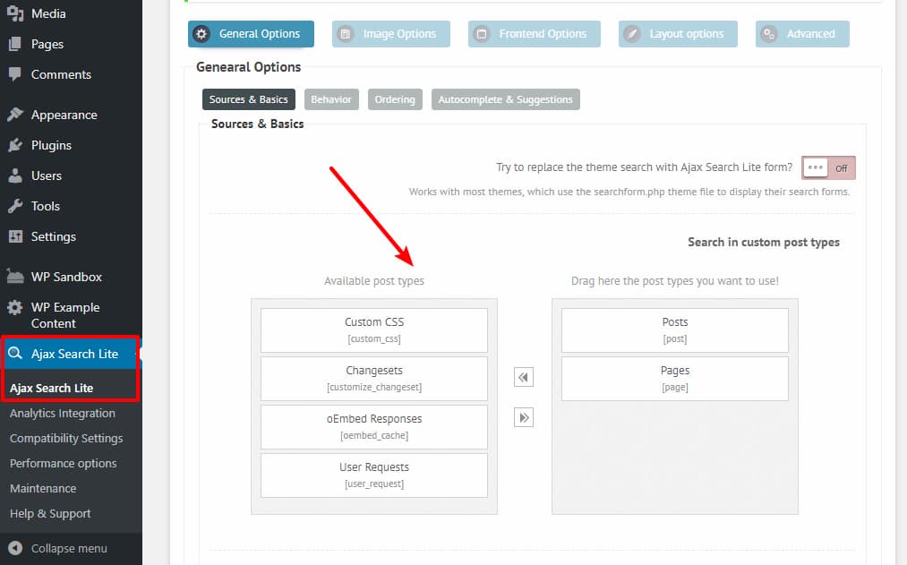 Choose post types.