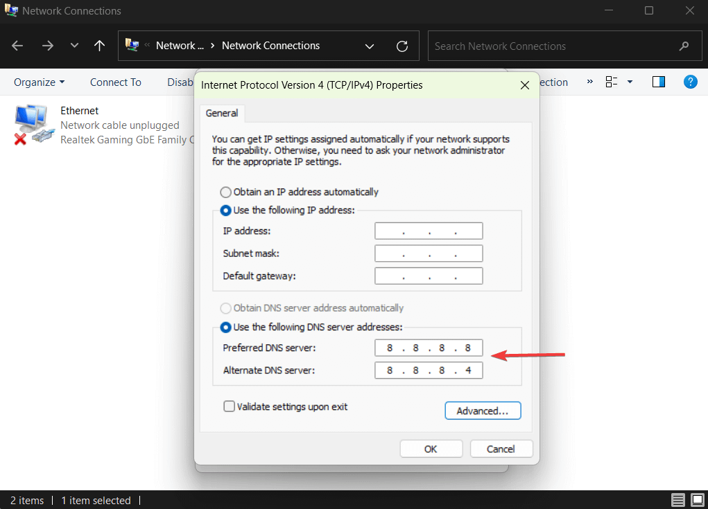 adding google dns server