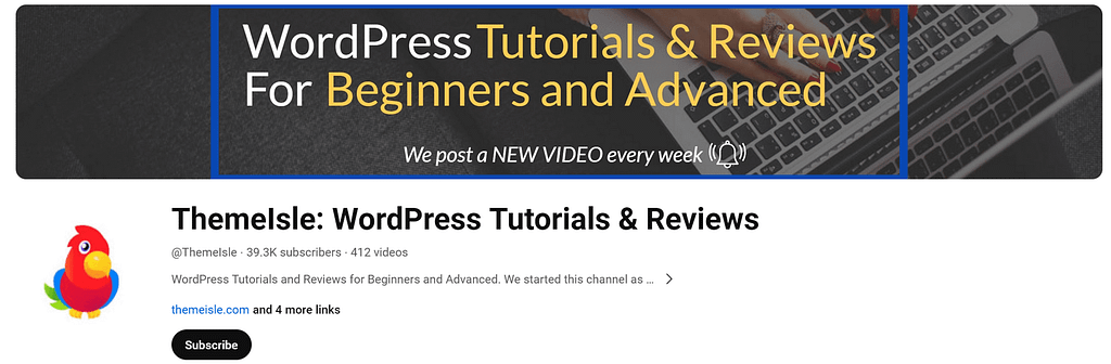ThemeIsle WordPress training videos channel