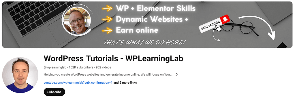 WPLearningLab WordPress tutorials channel